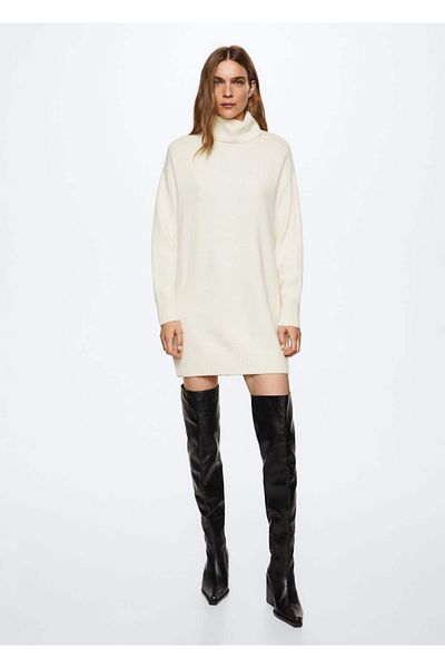 MANGO Woman Turtleneck Detailed Dress