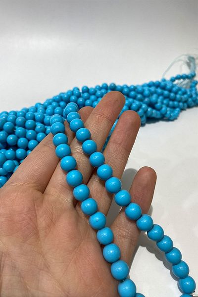 Hobigram Mărgele de sticlă cu model albastru mat 1 șuviță 8 mm – mărgele, design elegant, accesoriu pentru femei – mărgele
