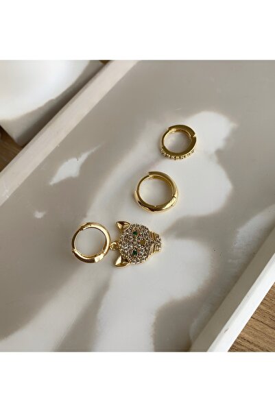 Caudalie Kaplan Sallantılı 3’lü Gold Set Küpe