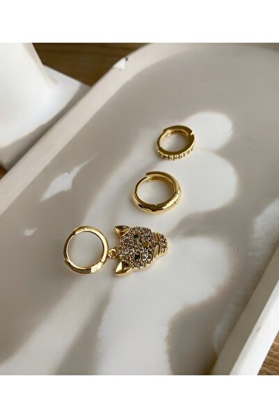 Caudalie Kaplan Sallantılı 3’lü Gold Set Küpe