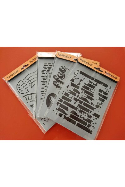 STENCİLTASARIM Stencil Tasarım 15x20 Cm, 4 Parça Şablon No:3 - Dekoratif Duva...