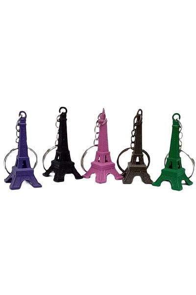 Dünyadan Hediyeler Paris Eiffel Tower 3d Metal Keychain Colorful 5 Pieces