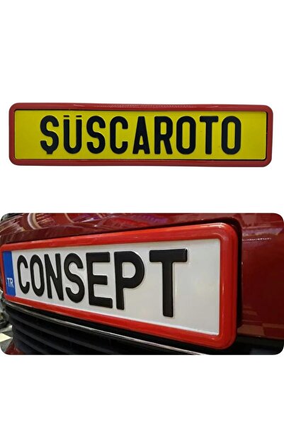 ŞüsCarOto Aksesuar Kırmızı Çerçeveli Esnek Araç Takmatik Plakalık Oto Plakalı...