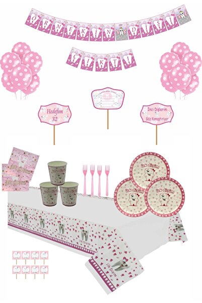 Doğumgünü Marketim Diş Buğdayı Kişiye Özel Parti Seti Kız 8 Kişilik (isim Yaz...