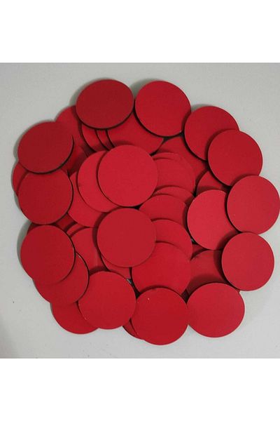 firdevsi hobi 50 Pieces Round 3mm MDF-coloured Red with 5 cm Diameter