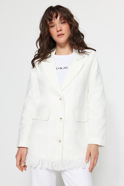 Trendyol Modest Jacke - Ecru - Regular Fit