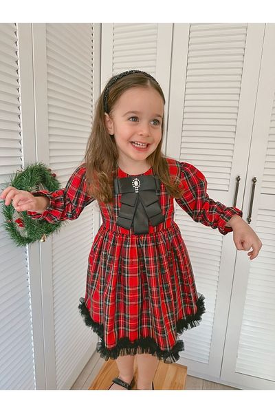 Magu Girl's Plaid Cotton Vintage Dress