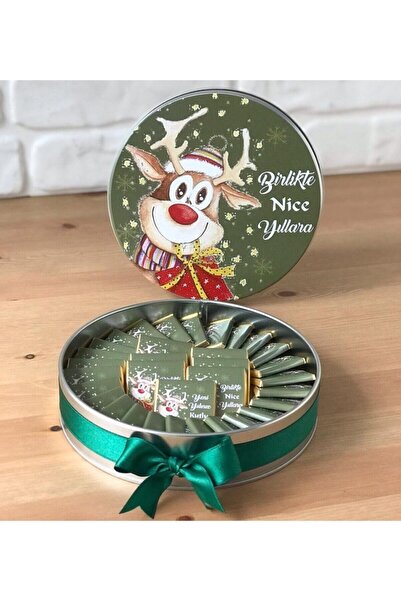 MONO GRUP Kopya - Yılbaşı Yeni Yıl Sevimli Geyik Temalı Metal Çikolata Kutusu...