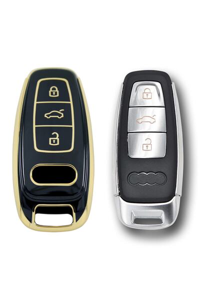 babikamium Audi A8 2018 Smart Black Auto Key Control Container Case Auto Keychain
