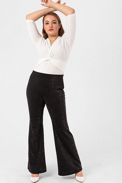 Laranor Plus Size Lycra Half Spanish Glitter Crepe Trousers