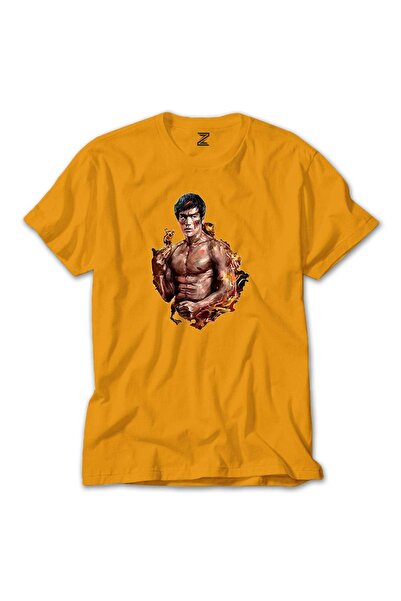Z zepplin Tricou galben Bruce Lee Kick Dragon