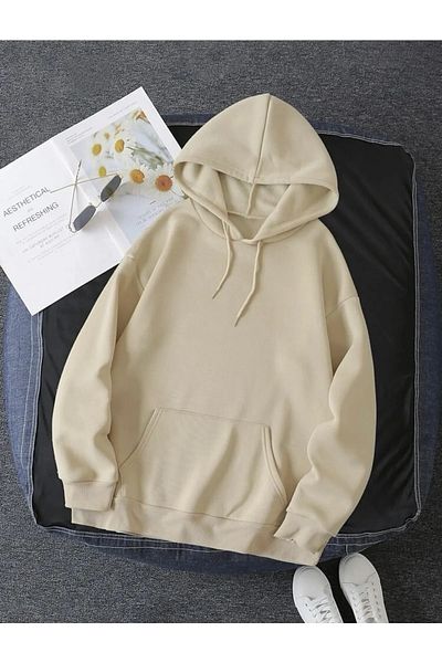 Lixera Κρεμ χρώματος Unisex εποχιακό φούτερ με κουκούλα