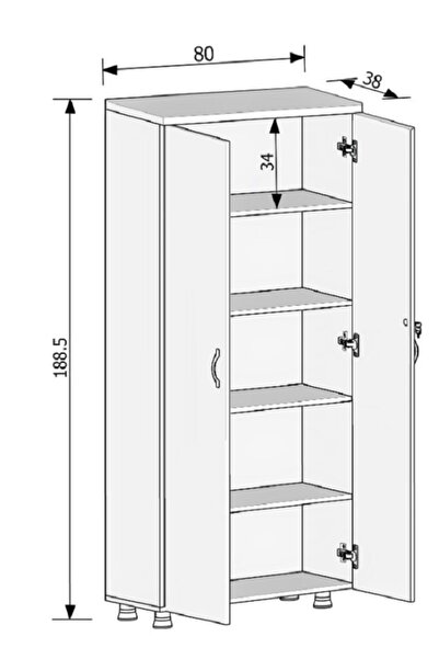 ELİZZA Modüler Dünyası Tam Kapaklı Kitaplık Dosya Dolabı Teak - 80x38x188 Md0101010302