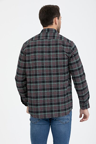 Varetta Men's Green Long Sleeve Pocket Checked Winter Shirt