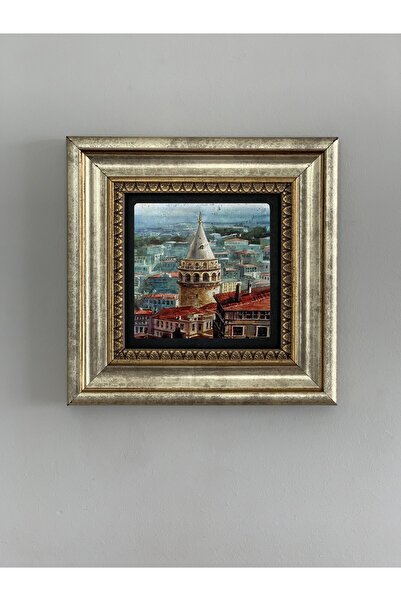 Oscar Stone Decor Çerçeveli Taş Duvar  Tablosu 20 x 20 cm Galata Kulesi
