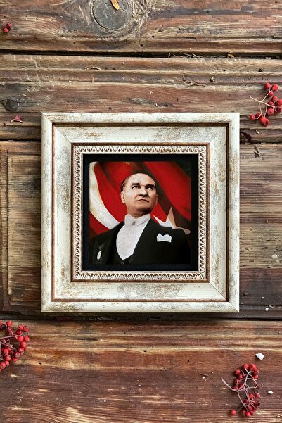 Oscar Stone Decor Çerçeveli Taş Duvar Dekoru Tablo 20 cm x 20 cm Atatürk Fotoğrafı