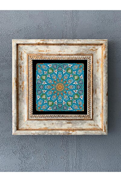 Oscar Stone Decor Çerçeveli Taş Duvar Dekoru 20 x 20 cm Çini Desen