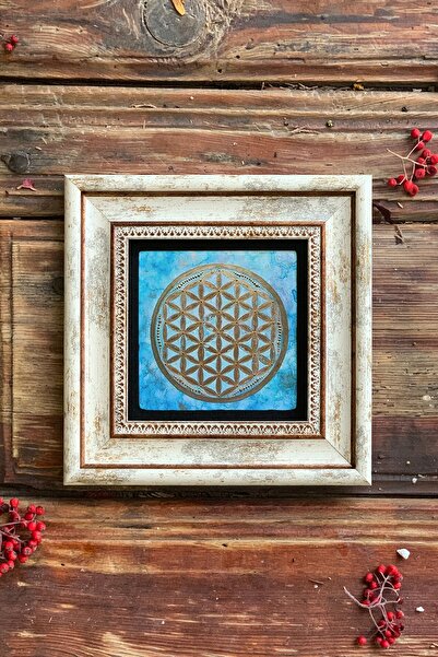 Oscar Stone Decor Yaşam Çiçeği Çerçeveli Taş Duvar Dekoru 20x20cm