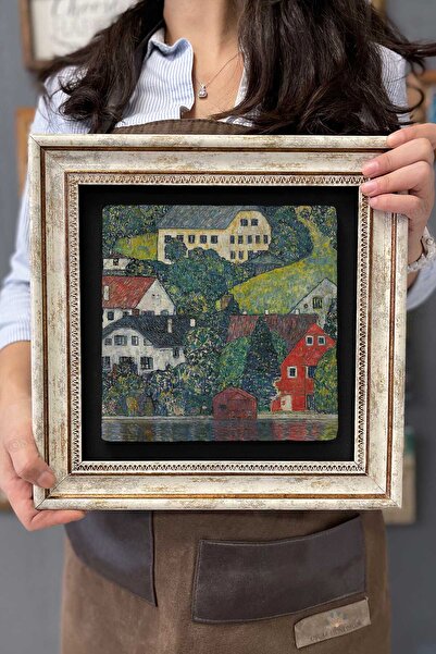 Oscar Stone Decor Çerçeveli Tablo Taş Duvar Dekoru 30 X 30 Cm Gustav Klimt Ta...
