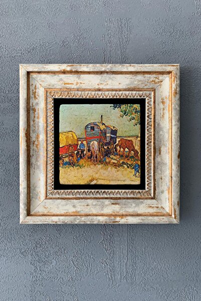 Oscar Stone Decor Çerçeveli Taş Tablo 20x20 cm Wall Decor Van Gogh Eserleri