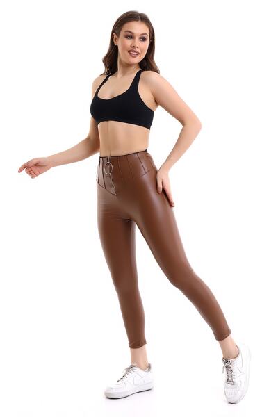 Winmoda34 Δερμάτινο ματ κολάν με φερμουάρ εσωτερικά θερμικό