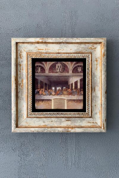Oscar Stone Decor Çerçeveli Taş Duvar Dekoru 20 X 20 cm Leonardo Da Vinci Son...