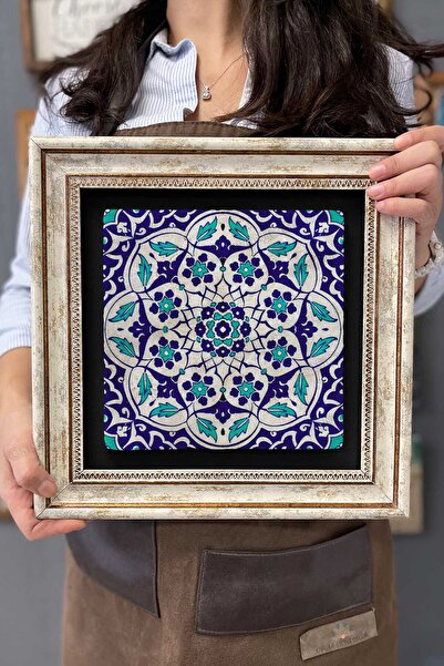 Oscar Stone Decor Çerçeveli Tablo Taş Duvar Dekoru 30 X 30 Cm Seramik Çini Çi...