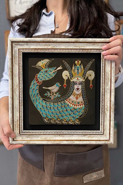 Oscar Stone Decor Çerçeveli Tablo Taş Duvar Dekoru 30 X 30 Cm Şahmeran Tablosu