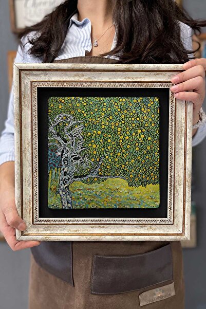 Oscar Stone Decor Çerçeveli Tablo Taş Duvar Dekoru 30 X 30 Cm Gustav Klimt Li...