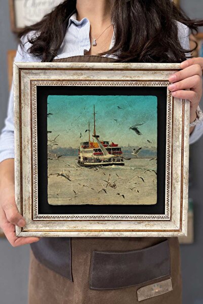 Oscar Stone Decor Çerçeveli Tablo Taş Duvar Dekoru 30 X 30 Cm Istanbul Manzar...