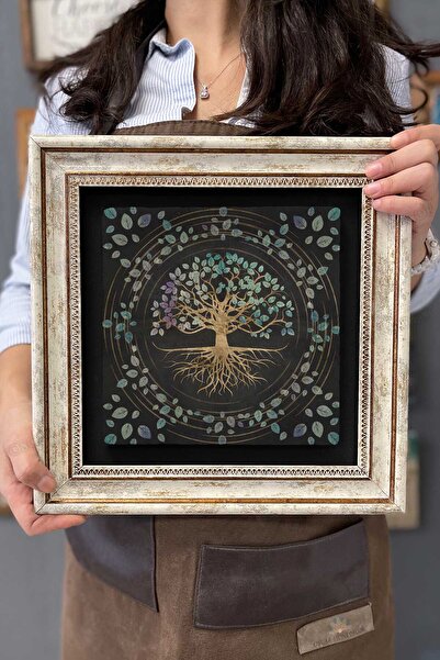 Oscar Stone Decor Çerçeveli Tablo Taş Duvar Dekoru 30 X 30 Cm Hayat Ağacı Tab...