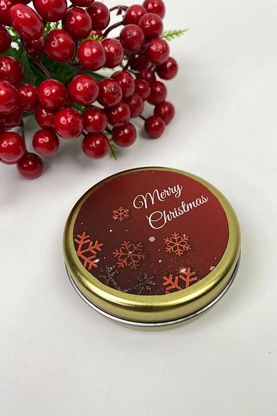 Hobigram Τσιγκένιο κουτί δώρου Χρυσό Κόκκινο Merry Christmas Printed