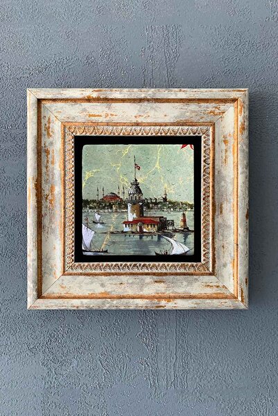 Oscar Stone Decor Kız Kulesi Çerçeveli Taş Tablo 20x20 Cm-wall Decor