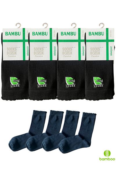 socksbox 4 чифта дамски безшевни бамбукови чорапи за 4 сезона, черни/36-41