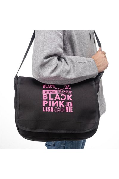 Touz Geantă Messenger Unisex Imprimată Niiss Boutique Negru Roz