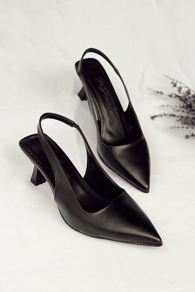 Afilli Pantofi cu toc stiletto, negri, subțiri, scurti, cu toc, confortabili, cu vârf ascuțit