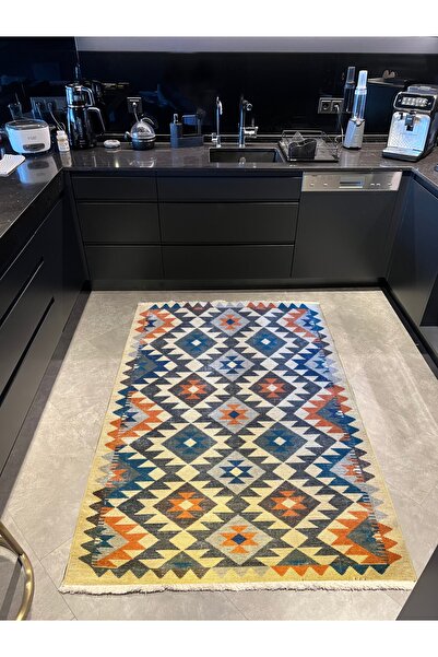 Rugs Modern Halı Cotton 569 Covoare etnică colorată, autentică, cu franjuri, cu bază țesută etnică