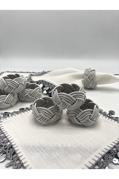 KATMERTEKS 8 Pieces Silver Napkin Ring Ring Wicker Model