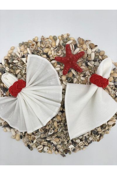 KATMERTEKS 8 Pieces Coral Red Wicker Napkin Ring Ring