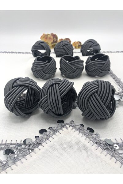 KATMERTEKS Twisted Model - 8 Pieces Anthracite Napkin Ring Ring