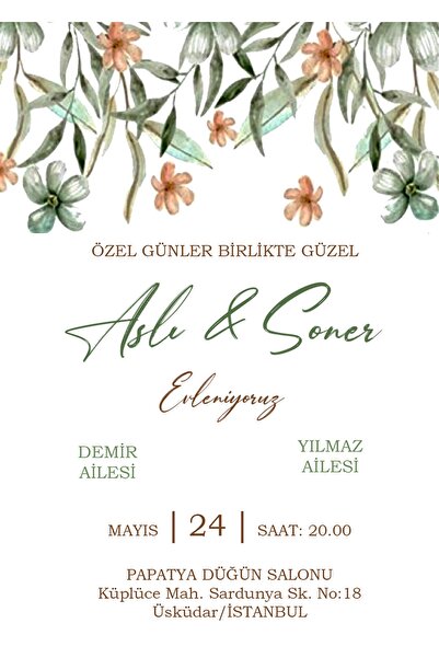 Belinay Düğün Davetiyesi 110 09 (500 ADET)