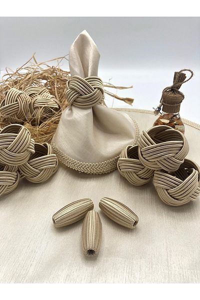 KATMERTEKS Twisted Model - 8 Pieces Cappuccino Napkin Ring Ring