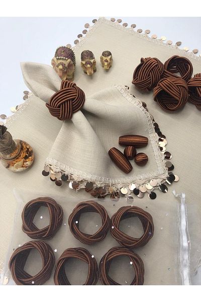 KATMERTEKS Twisted Model - 8 Pieces of Tile Napkin Rings