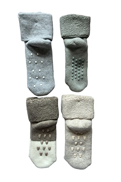 Maksuu Bebek/çocuk Altı Kaydırmaz Havlu Çorap 4 Çift