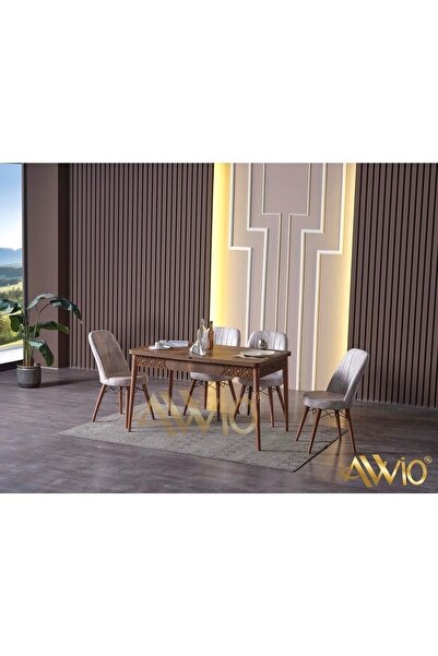 AVVİO Belinda Yemek Masası Mutfak Masası Açılır Masa Takımı 4 Sandalyeli