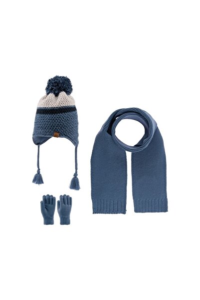 Kitti Eșarfă Beretă Mănușă (4-8 ani) K22170-12 Blue Denim
