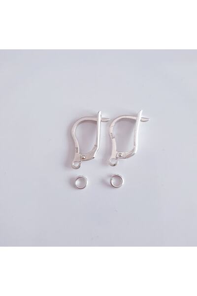 MAGRİB 925 Ayar Gümüş Kilitlemeli Küpe Aparatı Ve Iki Adet 925 Ayar Gümüş Halka