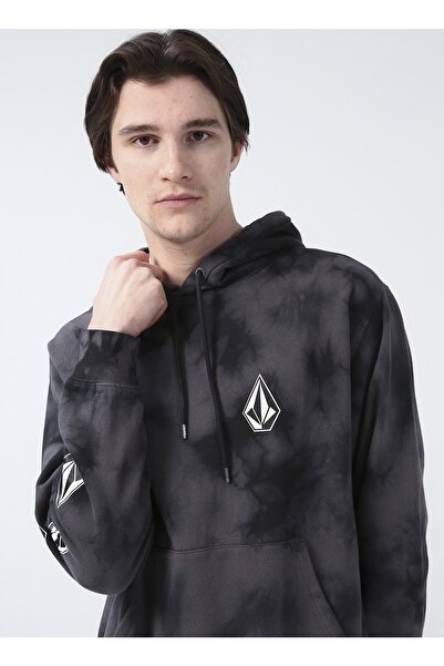 Volcom Kapüşon Yaka Siyah Erkek Sweatshırt Iconic Stone Plus Po Blk Swe
