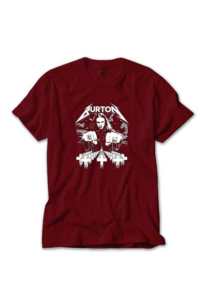 Z zepplin Κόκκινο T-shirt Metallica Cliff Burton Face