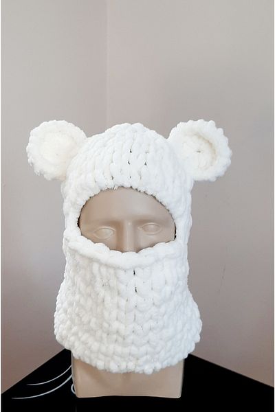 HemaSTR Hand Knitted Plush Snow Mask Ski Hat Eared Balaclava